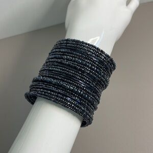 Navy Blue Beaded Cuff